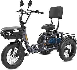 Breeze Pro Folding Electric Tricycle for Adults, 1200W 48V 20AH, 18‘’×4'' Fat Tire Electric Trike, 22MPH 100Miles E-trike, 3 Wheel Electric Bike, Torque Sensor, Reverse & Parking (with Upgraded Parts)