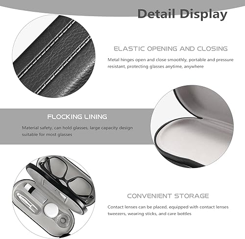 Miniatura 4 de Funda para lentes de contacto 2 en 1 y funda para lentes, diseño de doble cara de doble cara, soporte de viaje para anteojos portátiles de doble