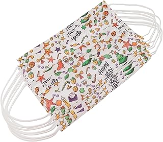 Amosfun 50 Pçs Máscara Descartável Adulto Máscara Facial Descartável Decoração De Natal Máscara Descartável Descartável De Natal Impressa Máscara Facial De Natal Máscara Facial Utencilos