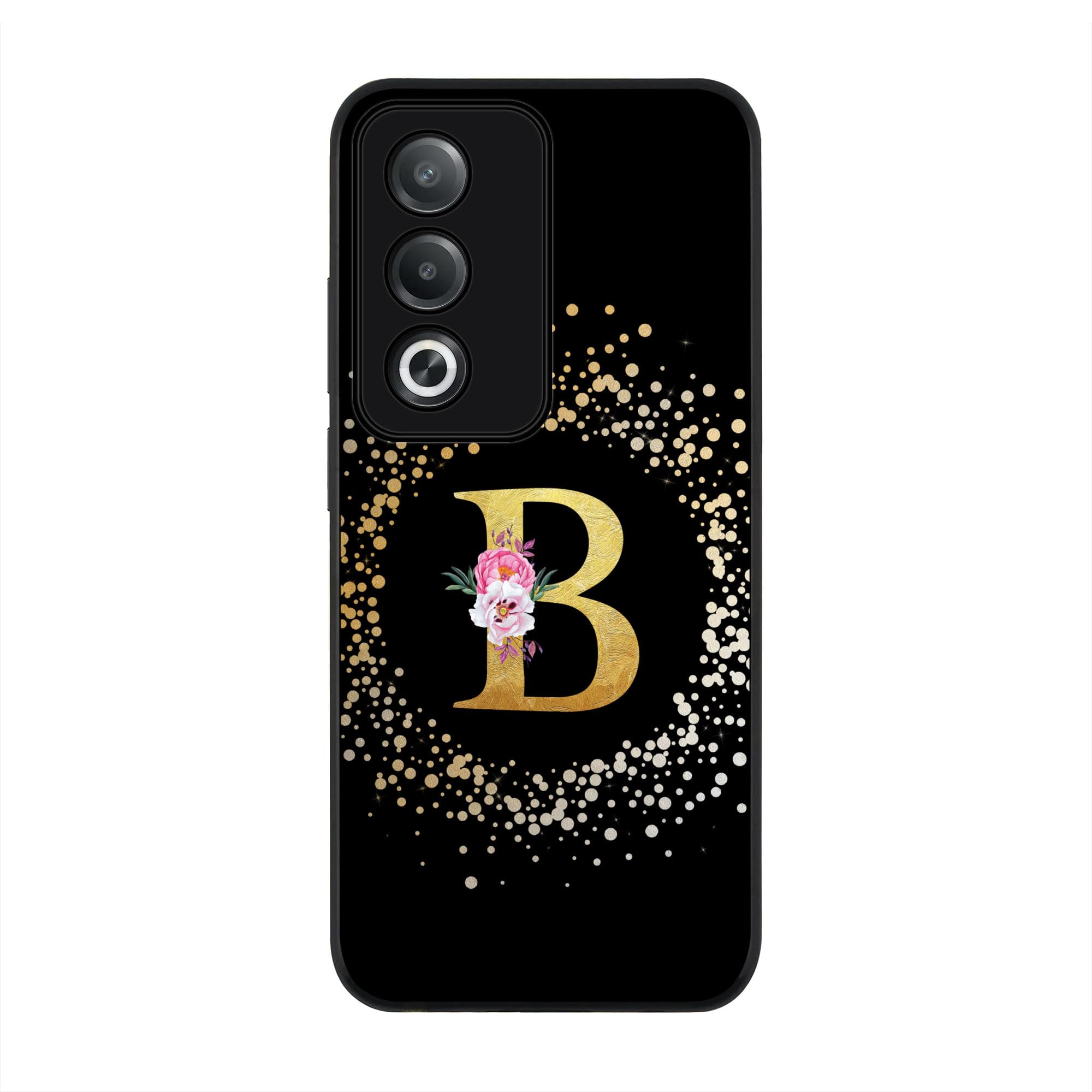 StylizeddCase Compatible with Oppo A3 Pro / A80 Rugged cover Slim fit Camera Protection, Shockproof Thin Phone Case for Oppo A3 Pro / A80 - Custom Monogram Floral - B (Black)