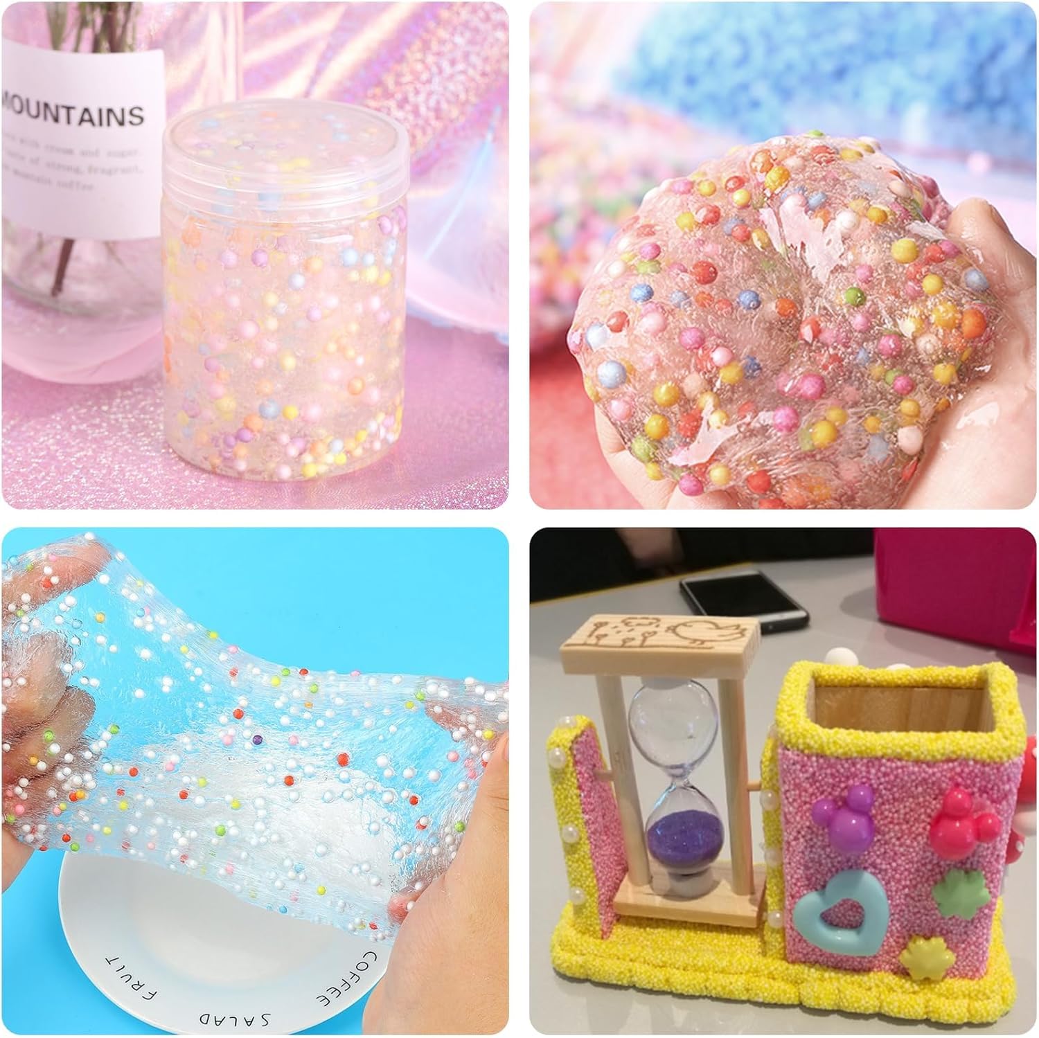 Styroporkugeln，Styroporkugel, Styropor Kugeln,Styroporkugeln Klein, Styroporperlen,2-3mm,Bunte,DIY, Handwerk,Styroporkugeln Zum Befüllen Geschenkbox,Fluffy Slime und Foam Clay