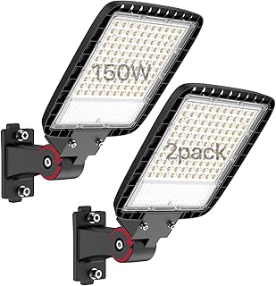 Kifflux Led Parking Lot Light Outdoor Wall Mount 2Pack 150W Parking Lot Lights Commercial 120V 5000K Street Area Lighting 120V LED Shoebox Lights with Dusk to Dawn for Yard,Garage, Roadways
