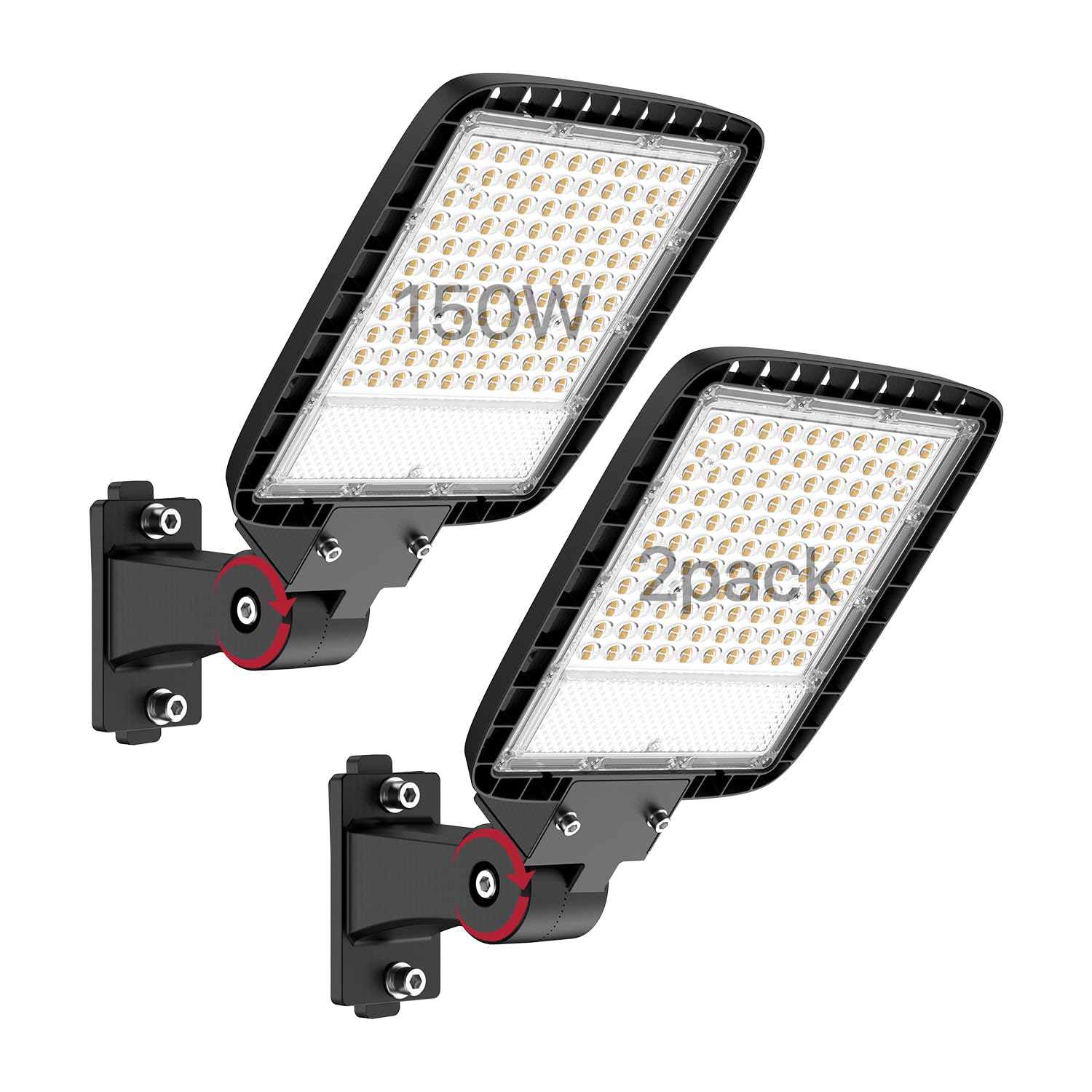 Kifflux Led Parking Lot Light Outdoor Wall Mount 2Pack 150W Parking Lot Lights Commercial 120V 5000K Street Area Lighting 120V LED Shoebox Lights with