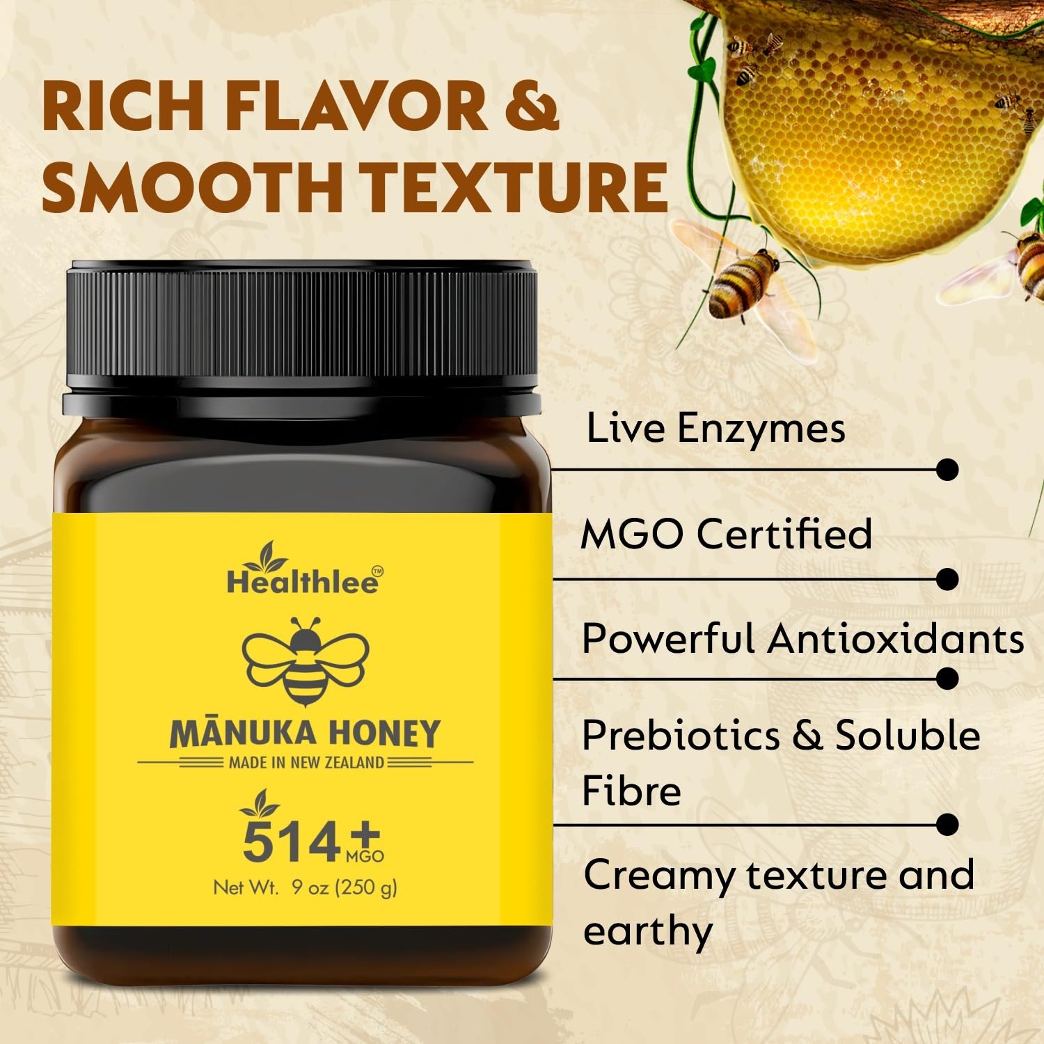 Manuka honey 514+ MGO | New Zealand Honey | High grade |Monofloral honey 8.8oz /250 gram