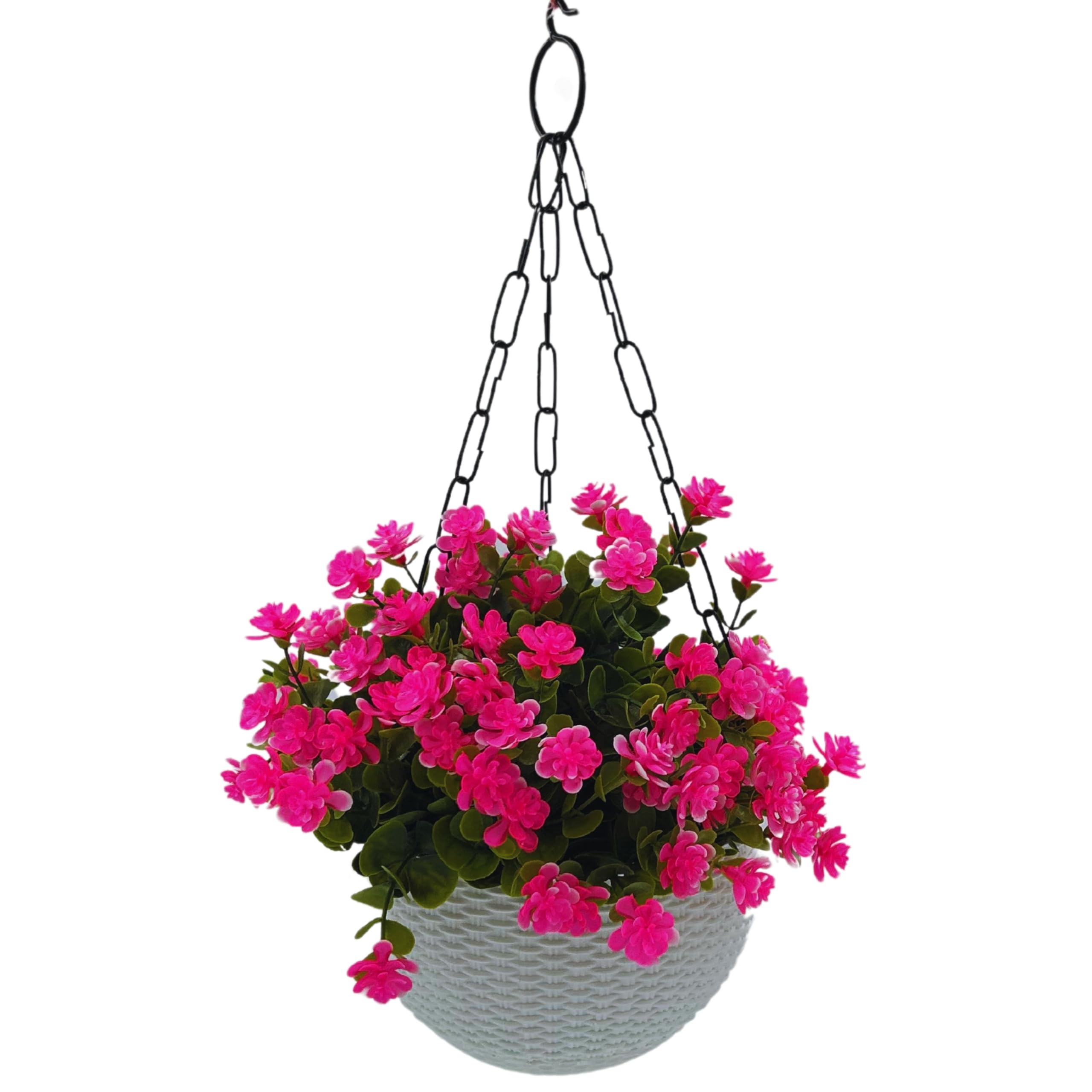 Tdas Artificial Hanging Flowers with Basket Plants Leaves Home Décor for Outdoor Balcony Yard Patio Garden Porch Deck Autumn Faux Fake Realistic Spring Decoration - 60 cm (Pink)-image-26