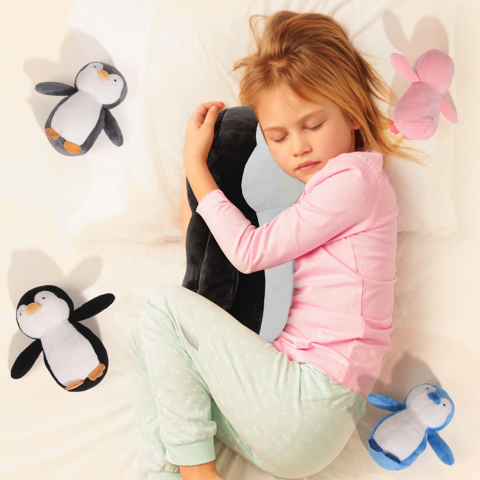 5 Pieces Penguin Stuffer Animals Set, Giant 16 Inch Mommy Penguin Plush Toy with 4 Cute Babies Plushies in Her Zippered Tummy, Gifts for Kids Girls Boys, Birthday, Christmas