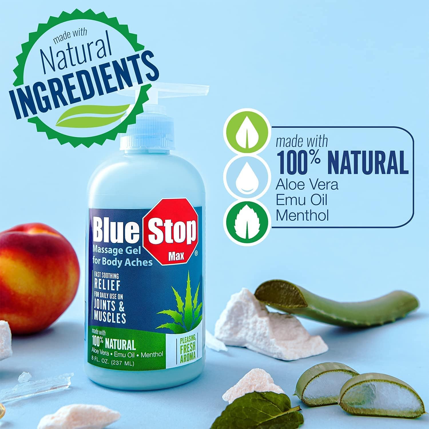 Buy Blue Stop Max Massage Gel and Muscle Rub Made with Aloe Vera, Emu