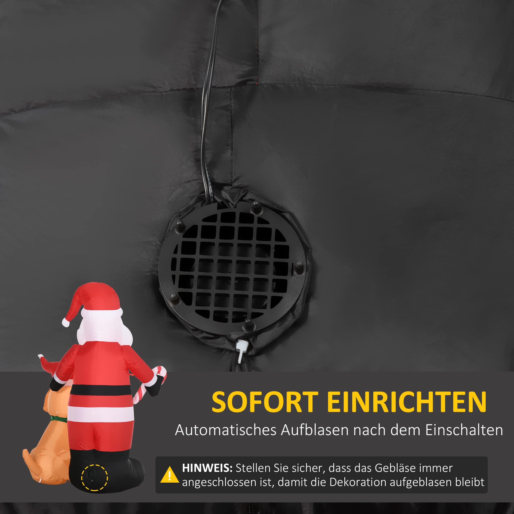 Outsunny Aufblasbarer Weihnachtsmann 157cm Beleuchtet mit LED Licht
