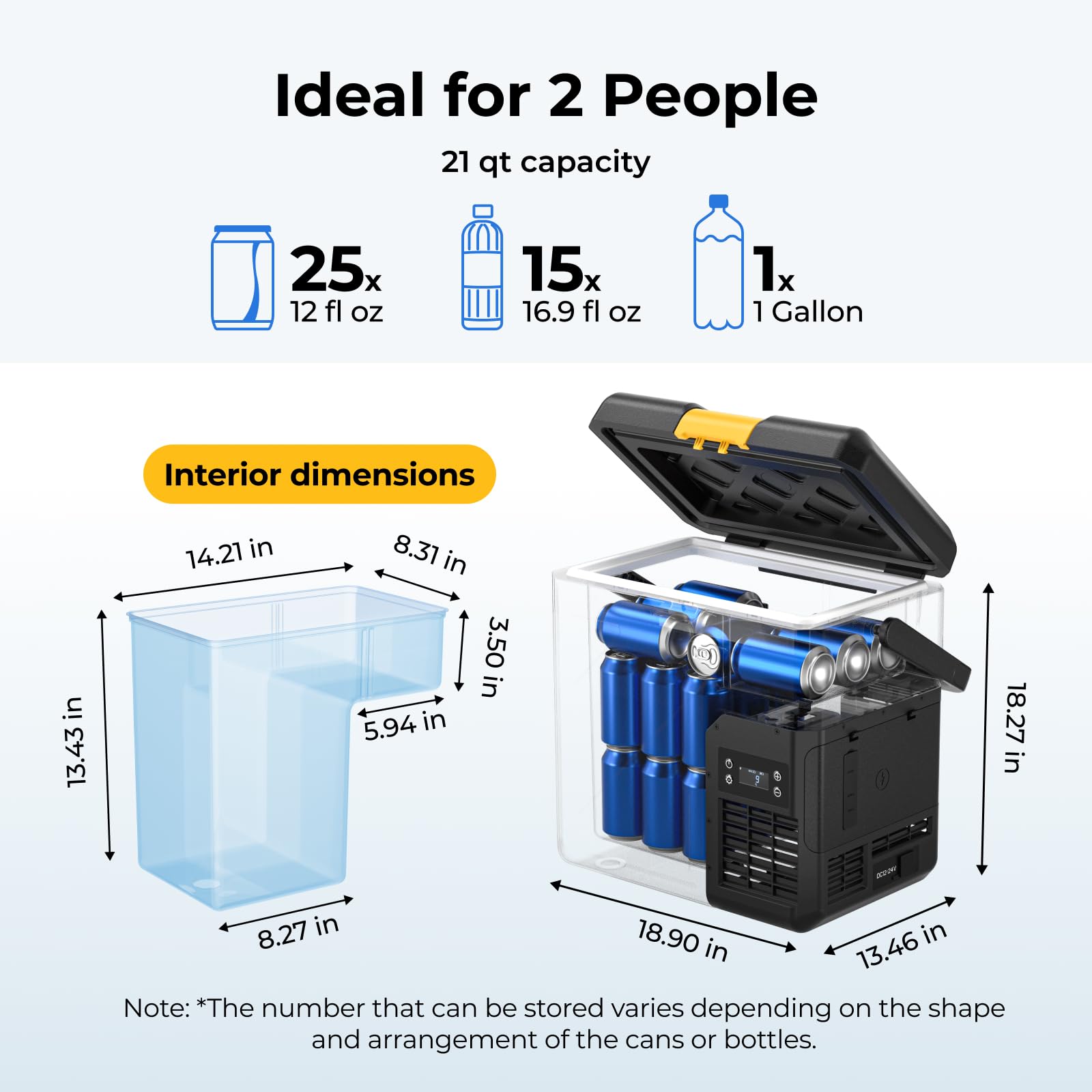 BougeRV CRH20 12V Car Fridge, 20L Compressor Refrigerator, Portable Freezer, IPX4 APP Control -20℃ to 20℃, 12/24V DC, 110~240V AC for RV Road Trips Truck Camping Outdoor (2026 New) - 2