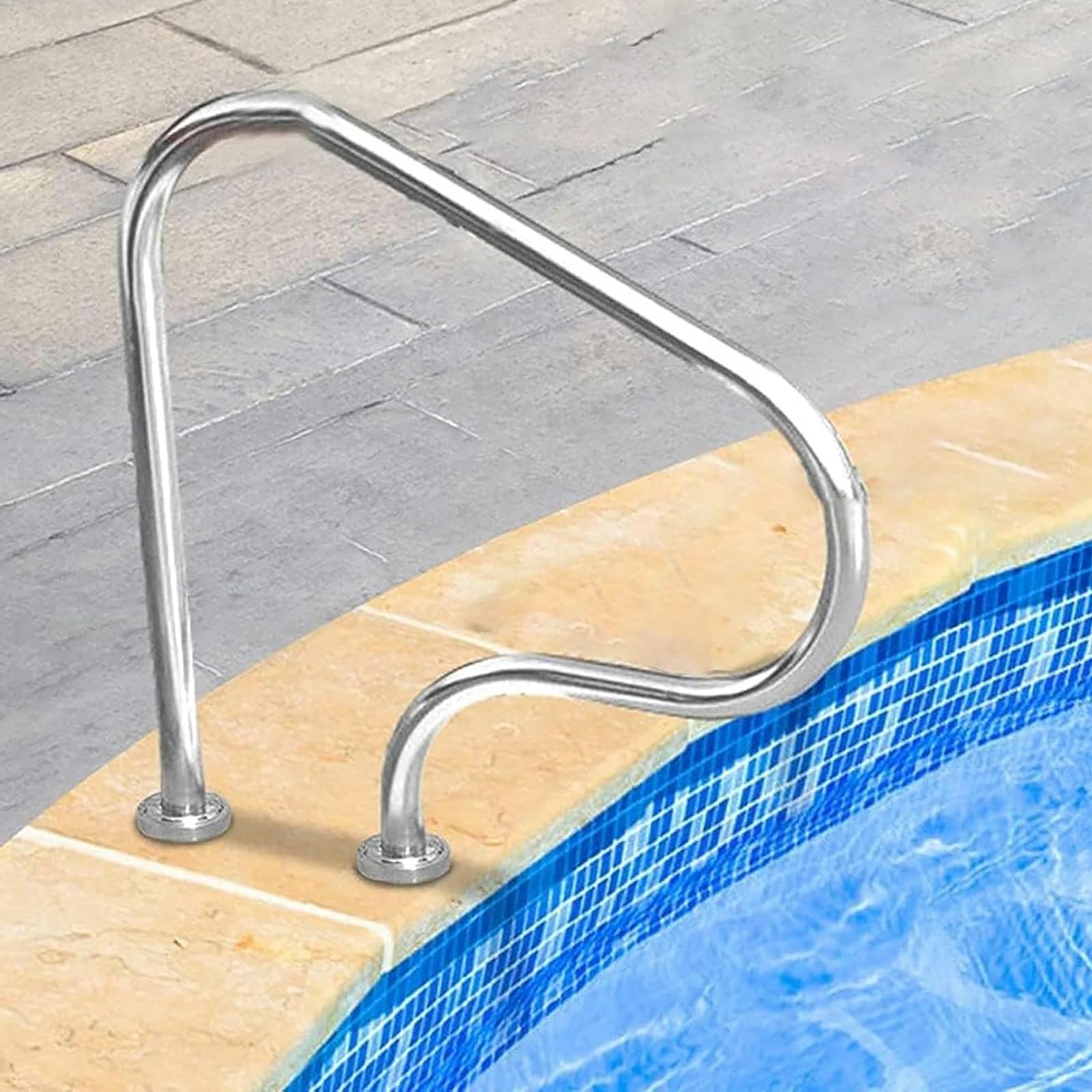 Barandilla para Piscina, pasamanos de Acero Inoxidable 304 para Piscinas - Asas ergonómicas de 3 Curvas, barandillas para escaleras de Piscinas fáciles de Instalar para Piscinas y spas, robu