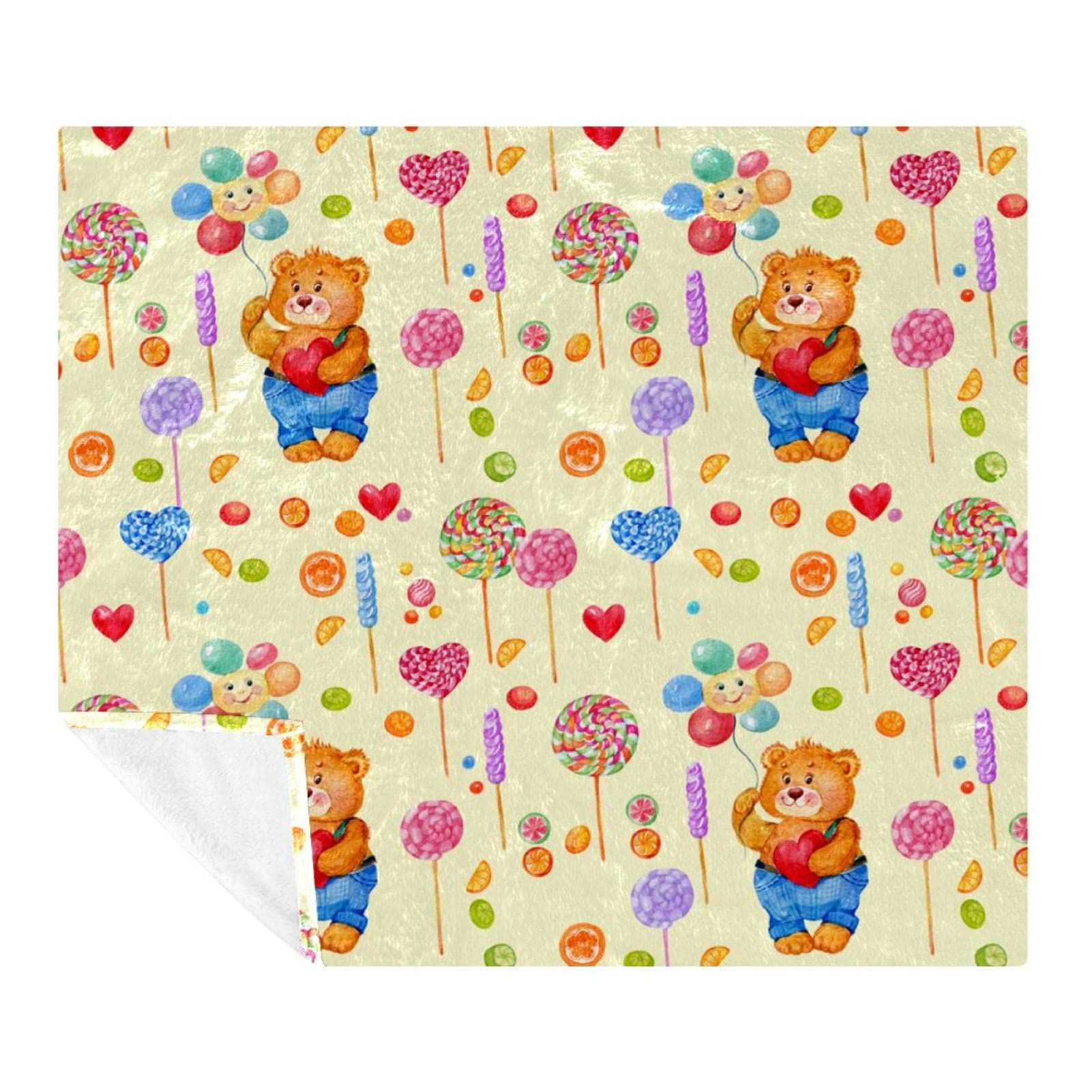 Couverture polaire plaid canapé chambre motif ours dessin animé