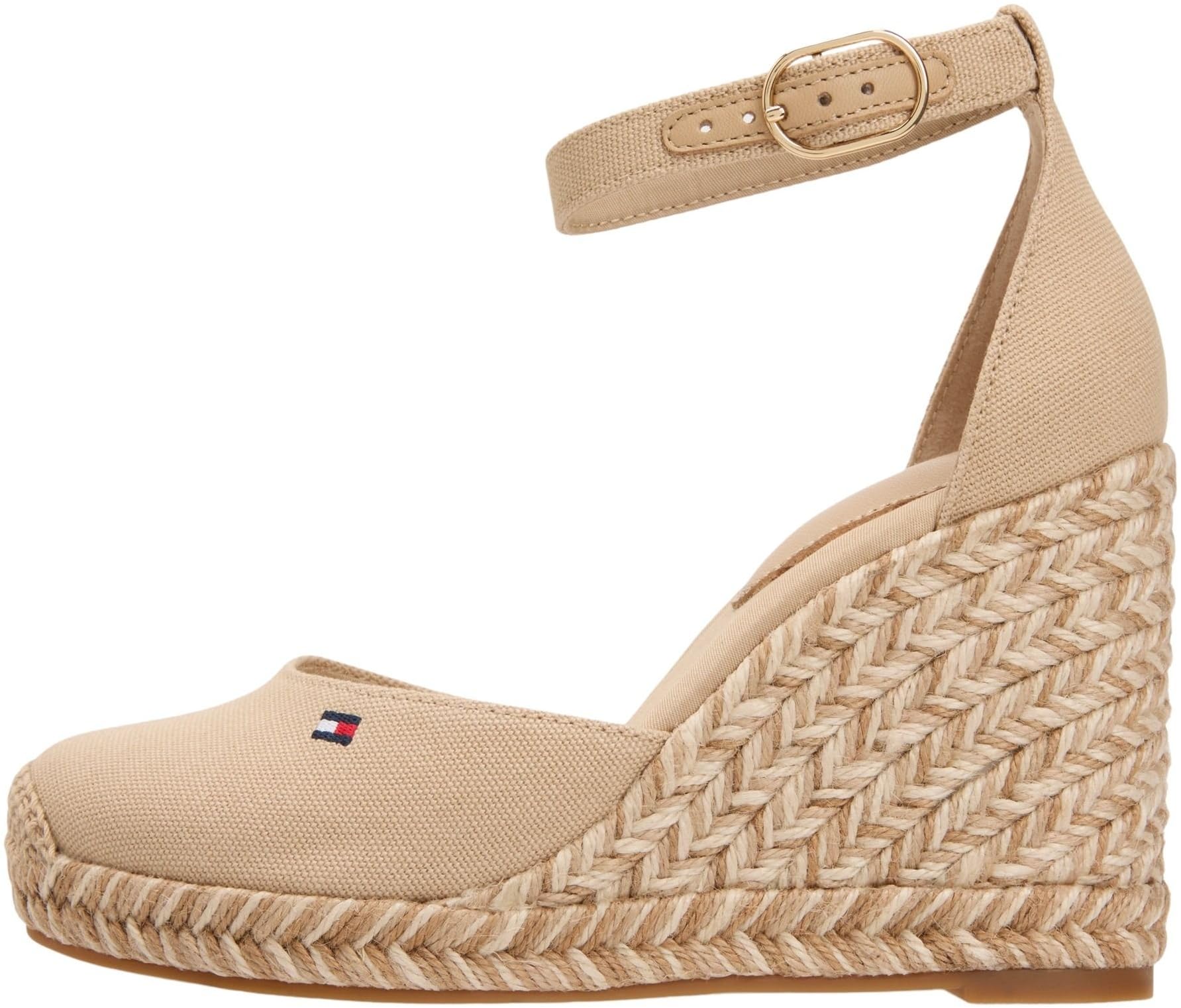 Tommy Hilfiger Women's Flag High Wedge Espad Closed Toe FW0FW09225 Wedge Espadrilles, BEIGE (Clayed Pebble), 7.5