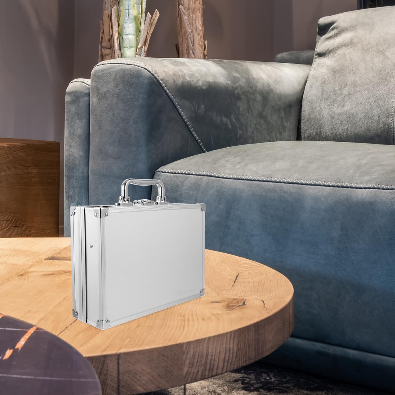 Housoutil Caja de almacenamiento de instrumentos de metal, maletín de herramientas para hombres, maletín de aluminio, maletín de transporte de aluminio, maletín de aluminio, maletín de metal, maleta,