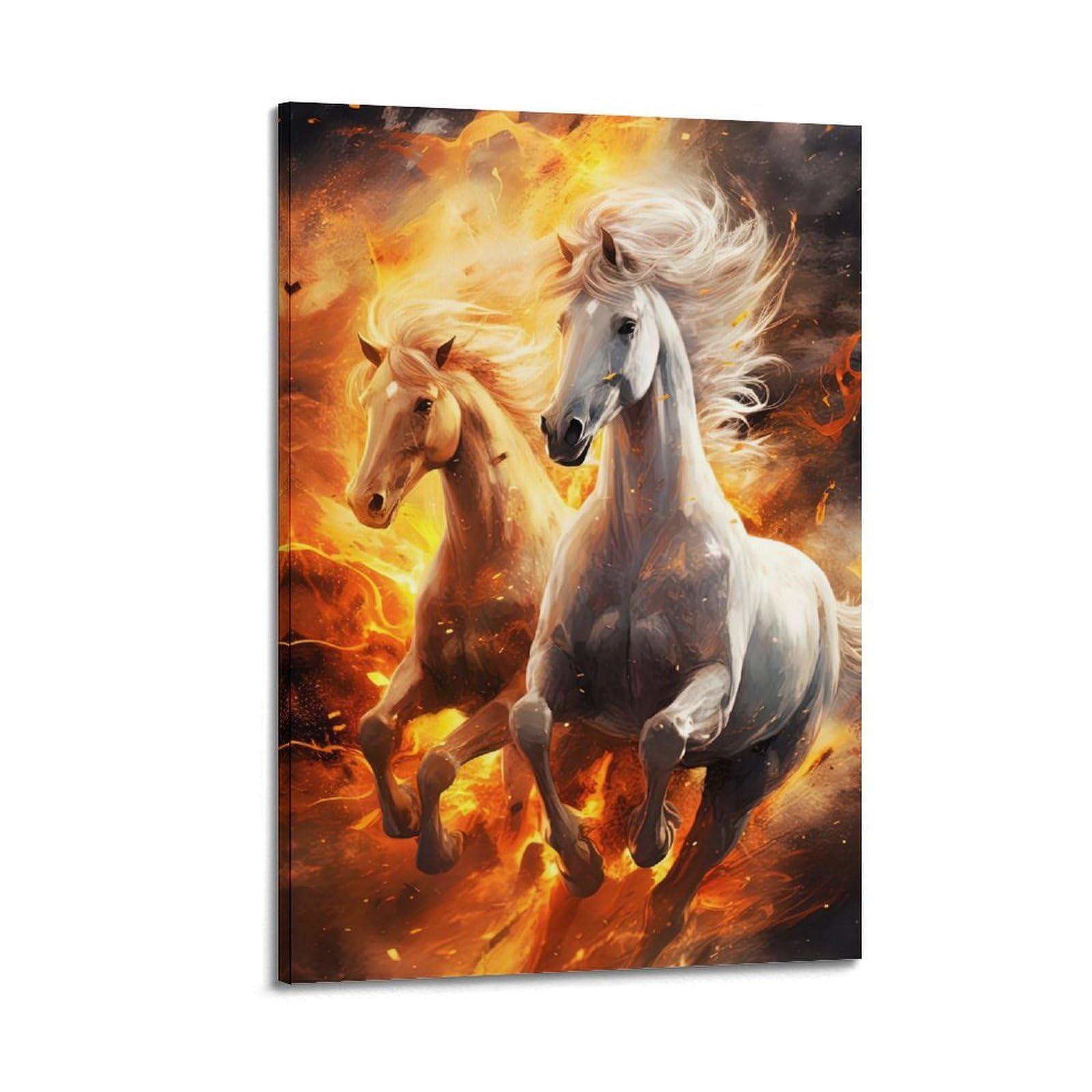 WPHSFX Animal Poster Two Horses Poster Decorative Painting Canvas Wall Posters And Art Picture Print Modern Family Bedroom Decor Posters 24x36inch(60x90cm)