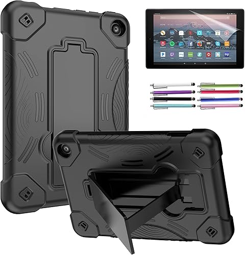 Funda para tablet Amazon Fire 7 (12ª generación, lanzada en 2022) – Funda protectora híbrida resistente con soporte + 1 protector de pantalla y 1