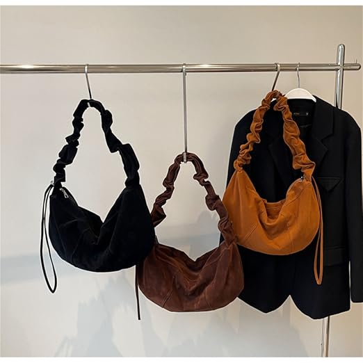 Amazon.com: Suede Cloud Dumpling Bag Slouchy Suede Hobo Crescent