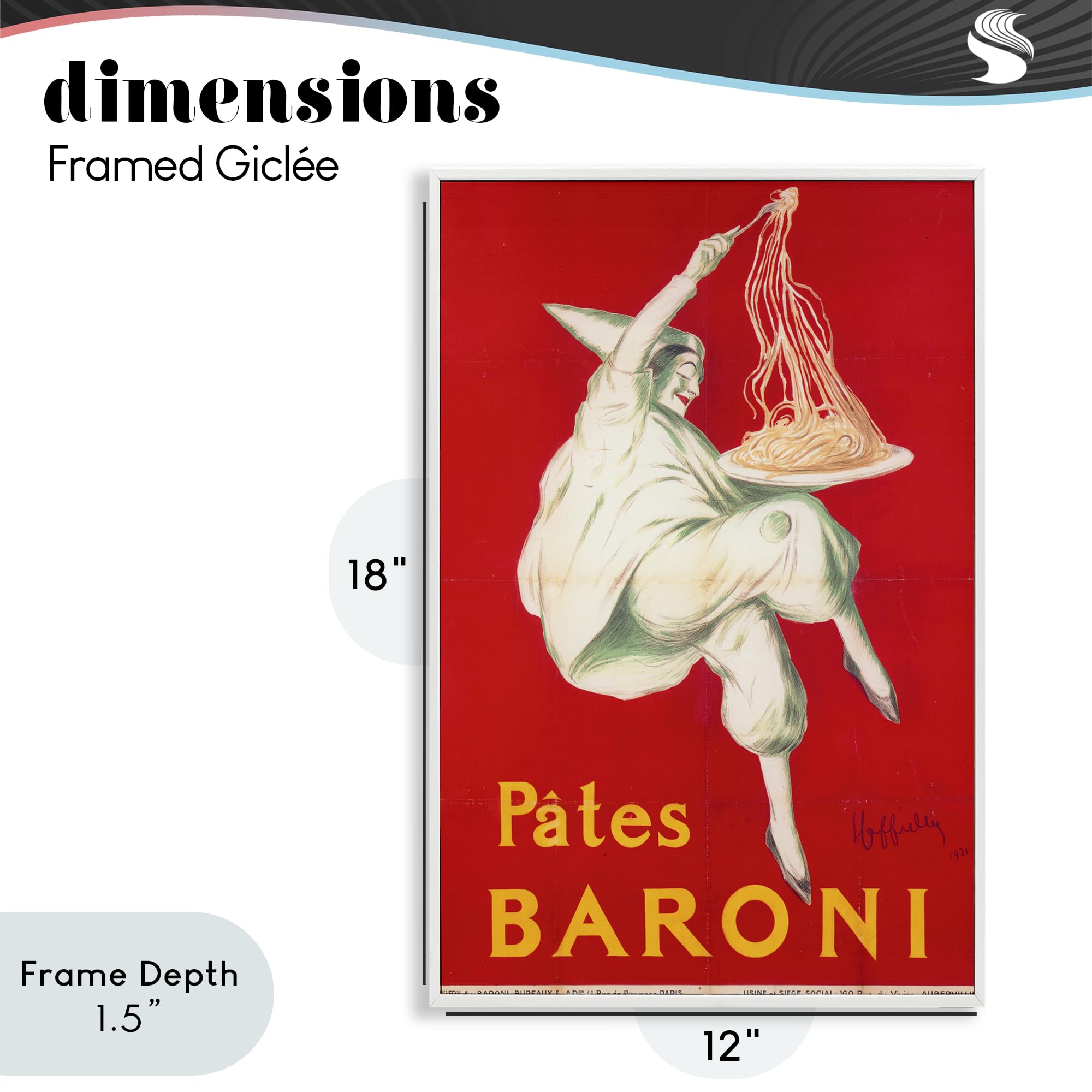 Stupell Industries Vintage Hustle "Pates Baroni Advertisement", gerahmte Giclée-Kunst, weiß, 30,5 x 45,7 cm, einfach aufzuhängen und stabil, hergestellt in den USA