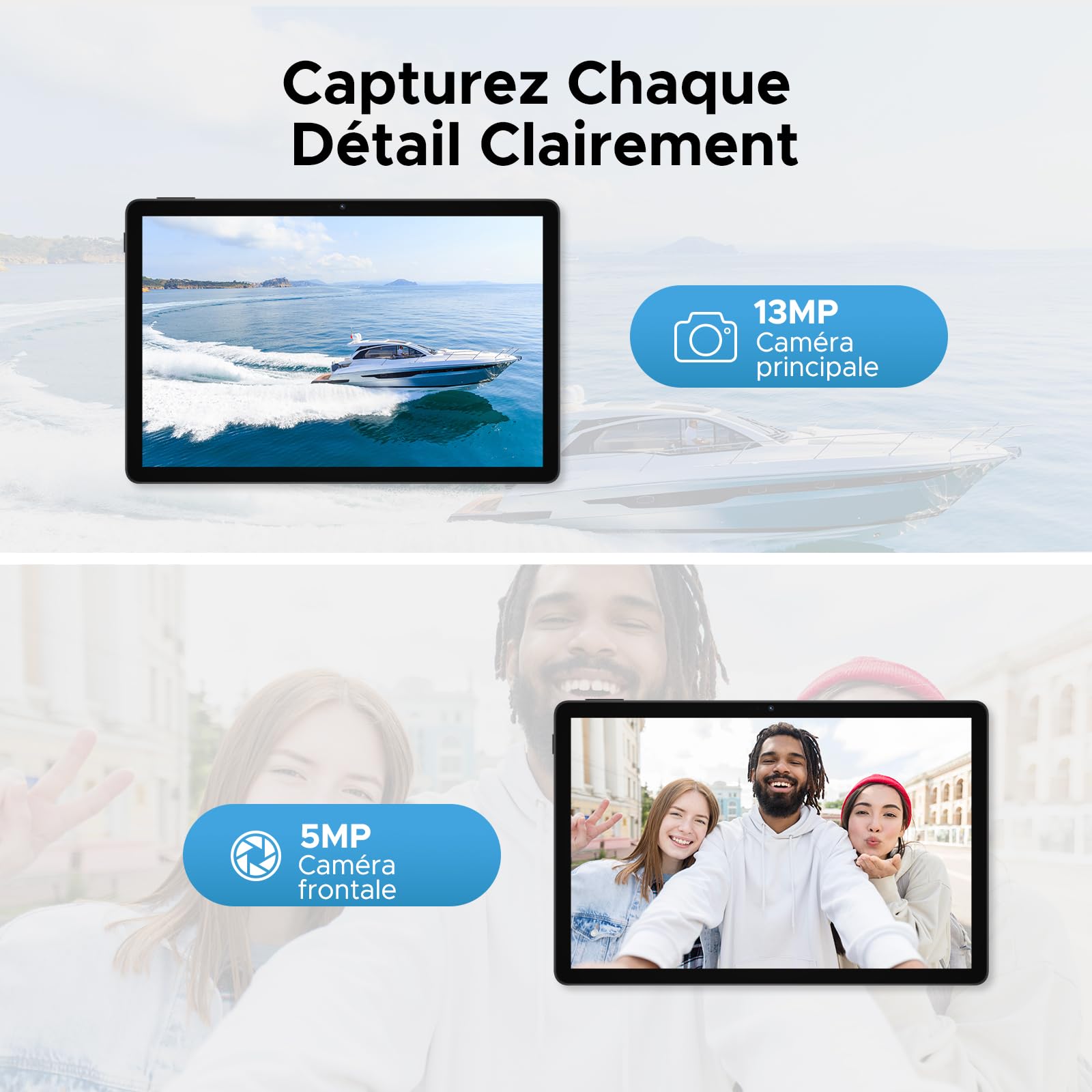 U11 Tablette Android 16 avec Gemini AI,11 Pouces 90 Hz,16GB RAM+128GB ROM(2TB TF),Octa-Core Tablette Android, 8580mAh,Corps Métallique Ultra-Mince 7,9 mm,Caméra 13MP,Widevine L1/Face ID/5G WiFi