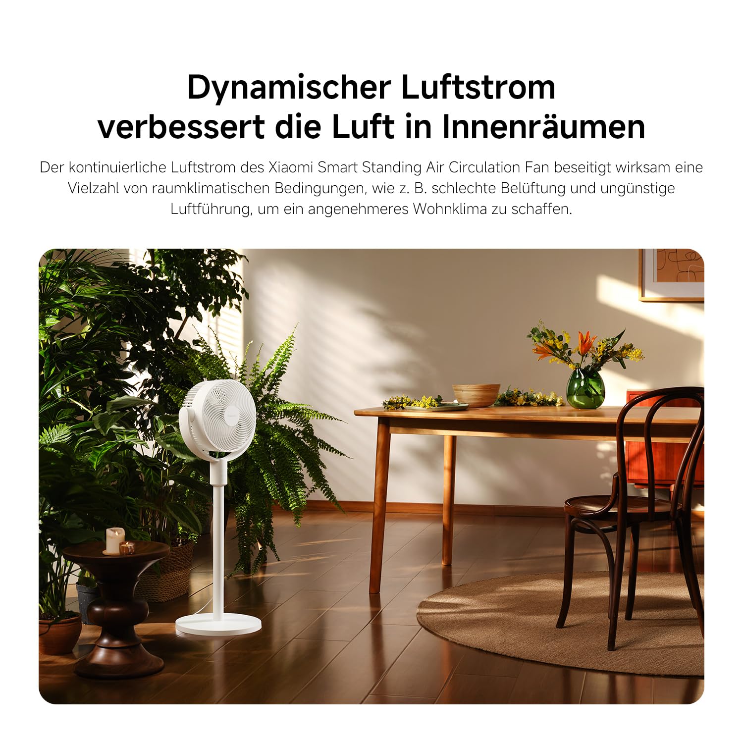 XIAOMI Smart Standing Air Circulation Fan 1440m³/h 3D-Luftverteilung 2-in-1 Ausziehbarer Standfuß 27,9dB(A) App-Steuerung Weiß