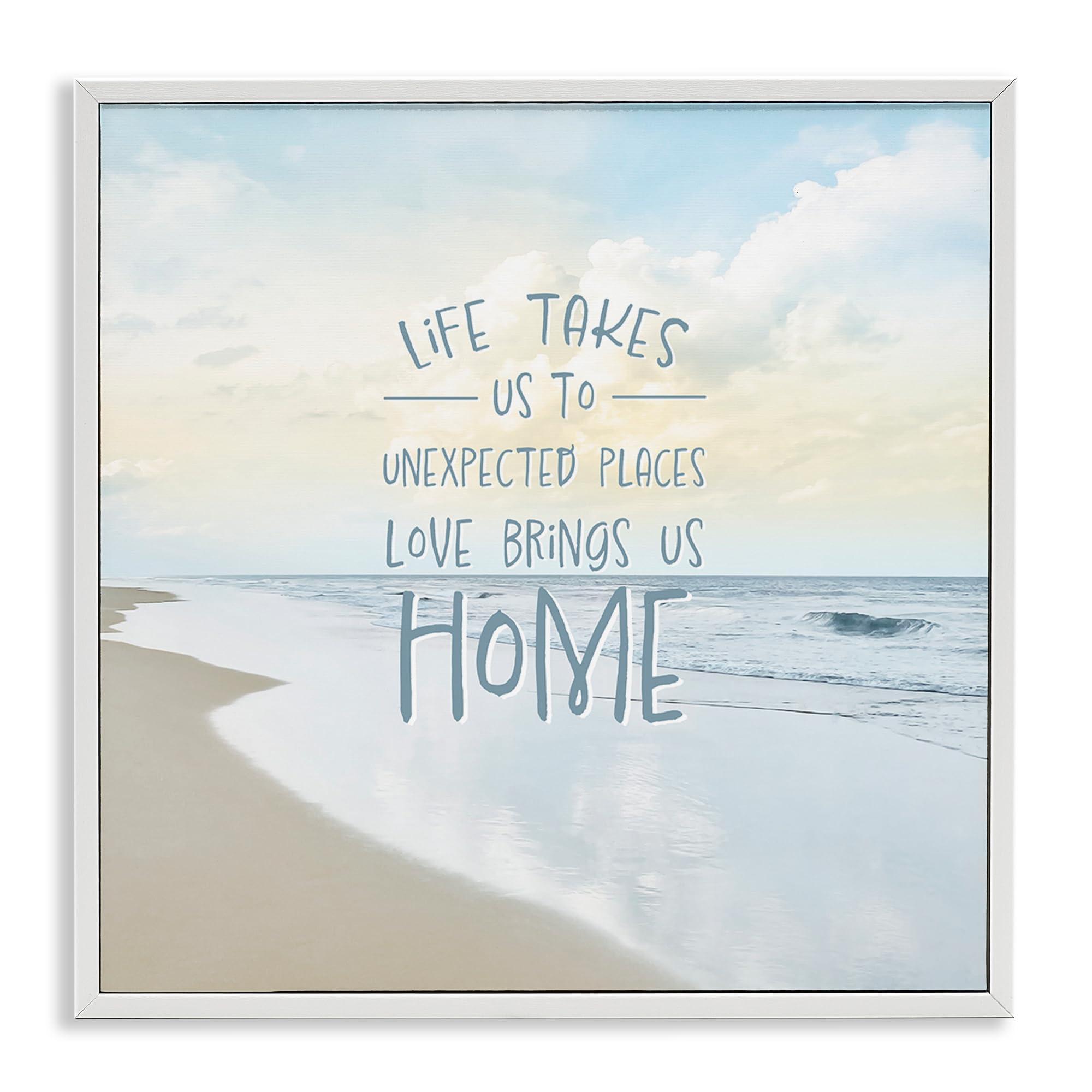 Stupell Industries Life Takes Unexpected Places 'Love Brings Us Home Inspiration', Framed Giclee Art, White, 17 X 17 Inches, Easy To Hang And Sturdy, Made In Usa, By Natalie Carpentieri
