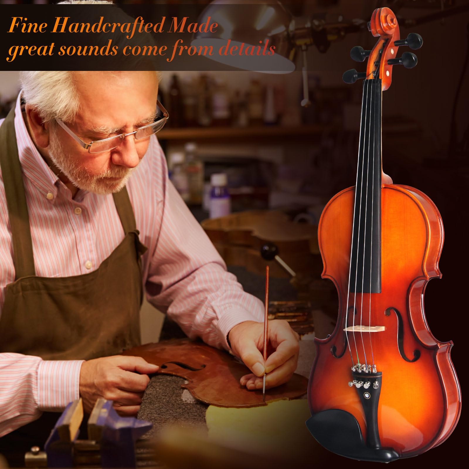 Amazon.com: Ceciliec 4/4 Violin For Beginners, CVN-300 Full Size