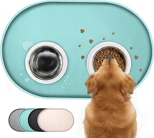 Miniatura 10 de Tapete de silicona para comida para perros, tapete de goma impermeable para alimentación de mascotas para perros y gatos, tapete antideslizante con