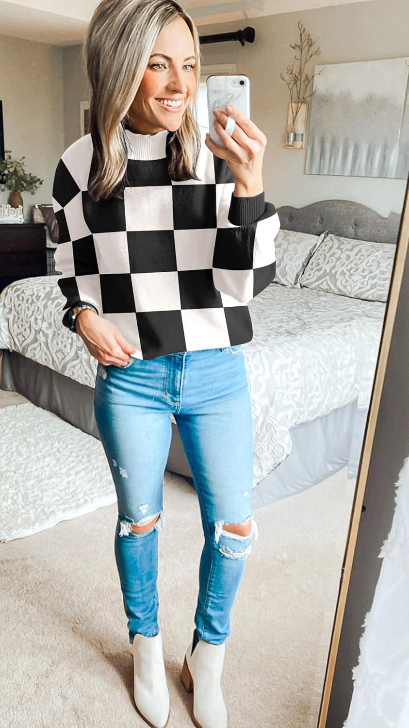 ZESICA Women's 2026 Spring Fashion Turtleneck Long Sleeve Striped Ribbed Knit Loose Pullover Sweater Tops - Image 8