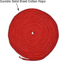 Vista 3 de Maydahui Cuerda larga de algodón de 32 pies (32.8 ft), suave, multiusos, lavable, fuerte, duradera, color rojo, negro y morado