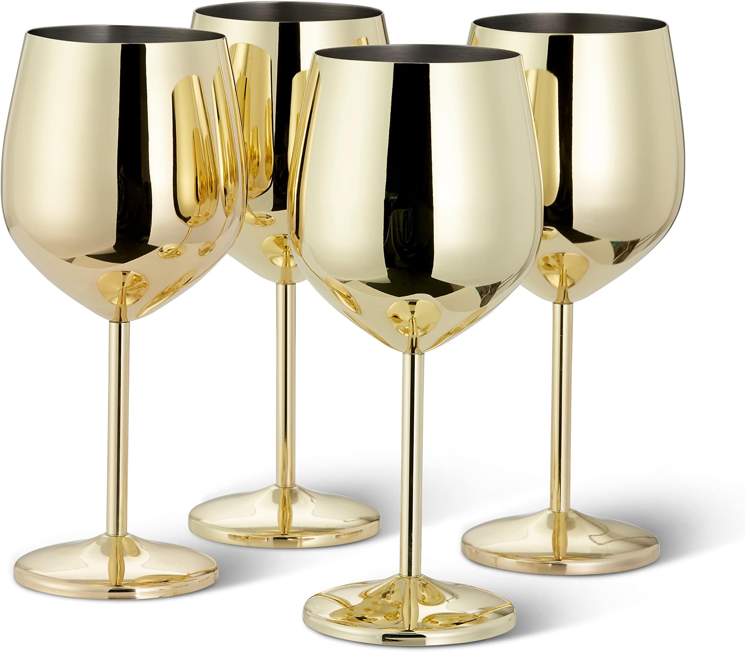 4 Stainless Steel Gold Wine Glasses, 500 ml…