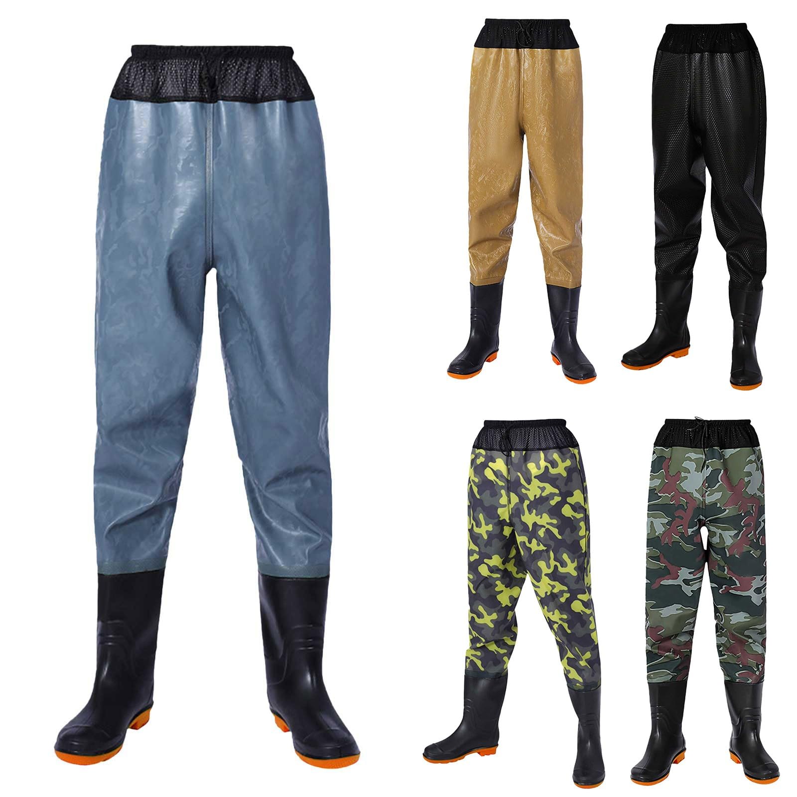 Pantaloni da pesca a mosca, da uomo, con elastico in vita, impermeabili, traspiranti, per pesca a mosca, tempo libero, giardinaggio, caccia all'aperto