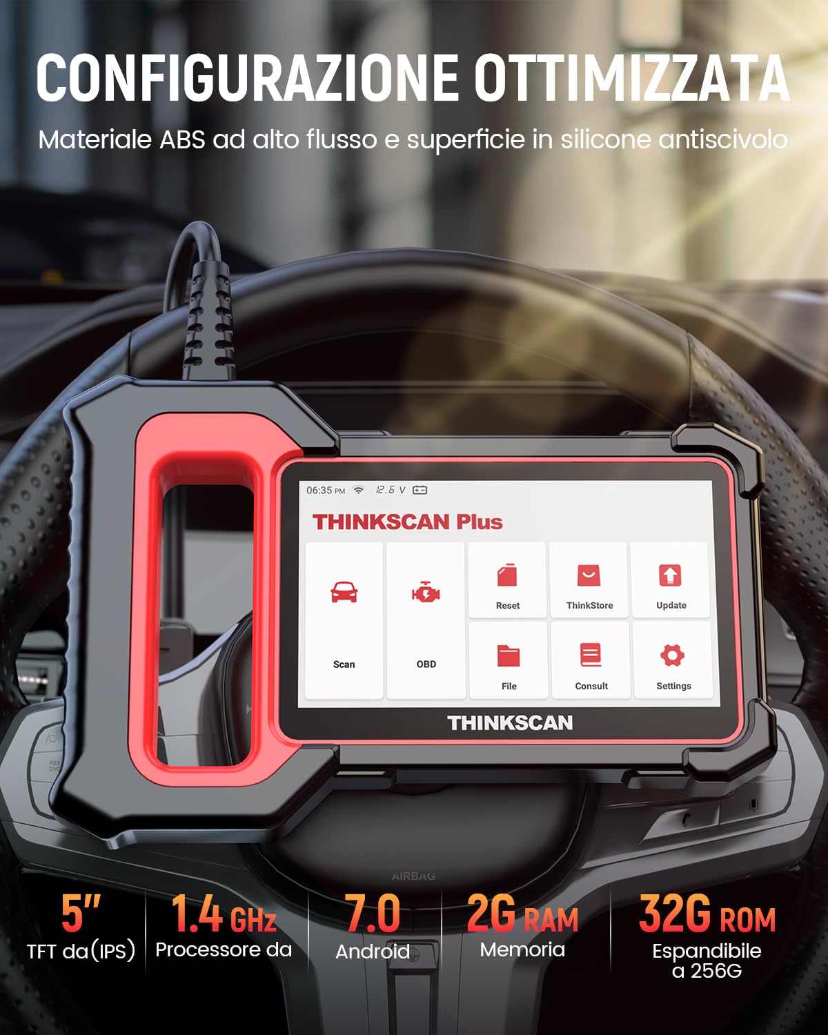 ThinkScan Plus S7 OBD2 Diagnostica Auto Diagnosi Auto in Italiano con Motore/TCM/ABS/SRS/BCM/AC/IC e 28 Servizi di Reset (5 Opzionali Gratuiti) Aggiornamento a Vita