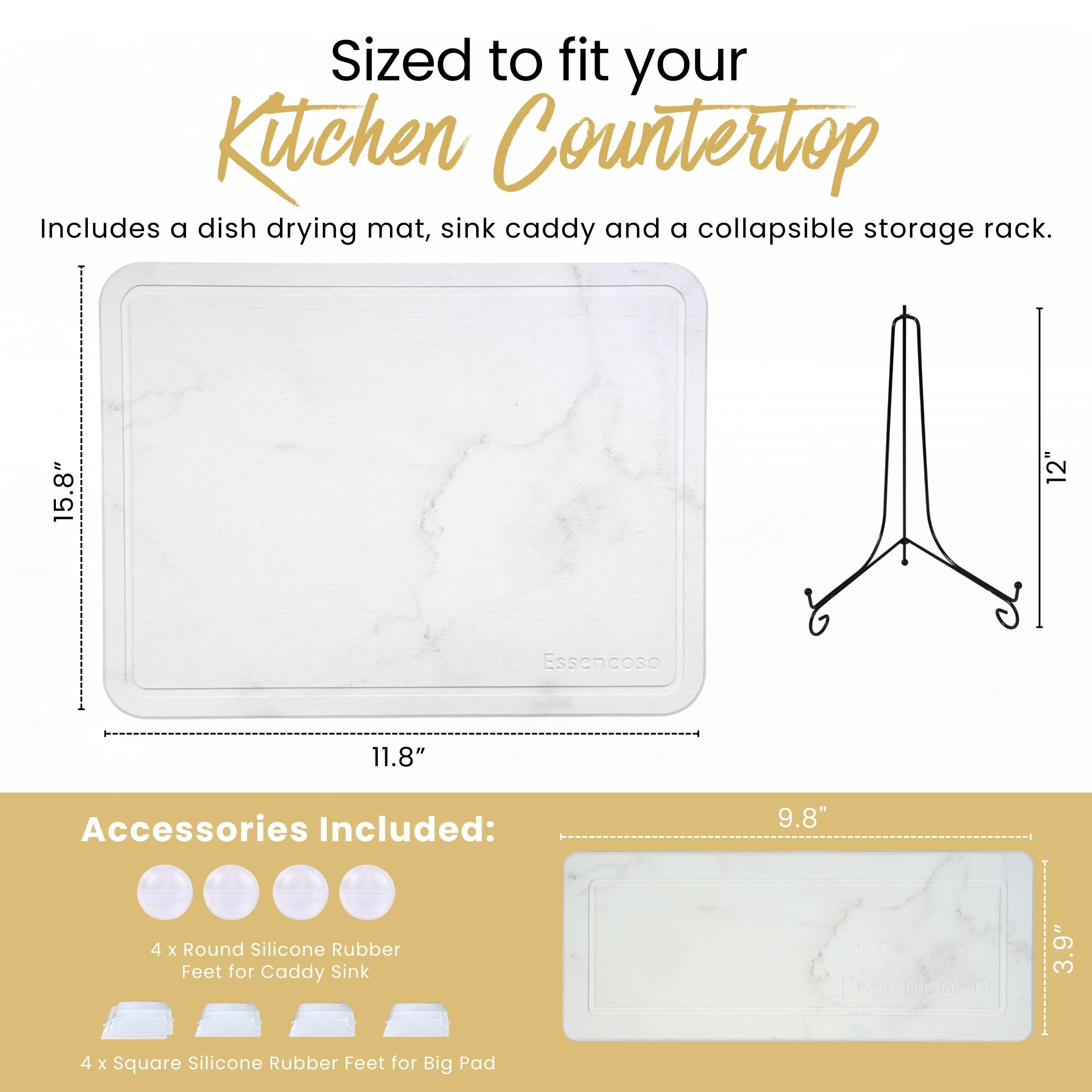 Essencoso Stone Drying Mat For Kitchen Counter - 11.8