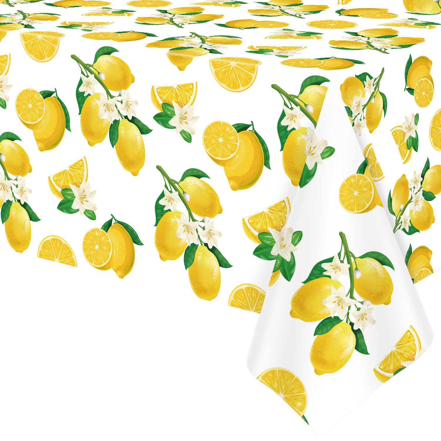 Inspireyee4 Pack Lemon Tablecloth Lemons Summer Party Table cover Rectangle Lemons Table Cover 51 x 86 Lemonade Table cloth for Lemon Theme Birthday Party Picnic Supplies Lemonade Table Decorations
