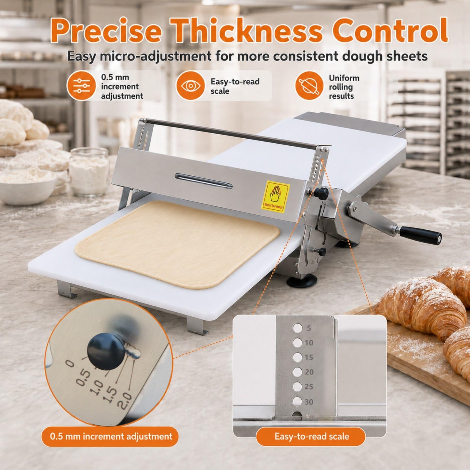 Laminoir Manuel, Machine à Laminer la Pâte, Pliable M300