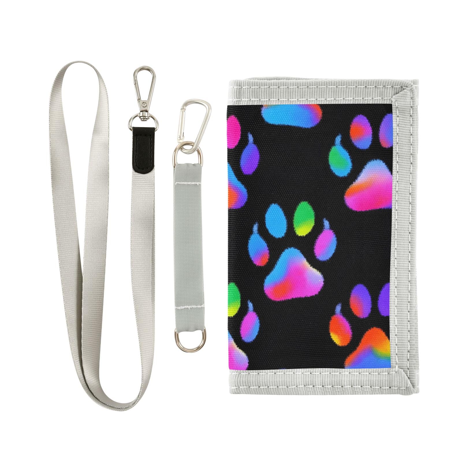 ALAZA Kids Wallets for Boys Girls Toddler Trifold Wallet Children Small Neon Dog Paw with Zipper Coin Pocket