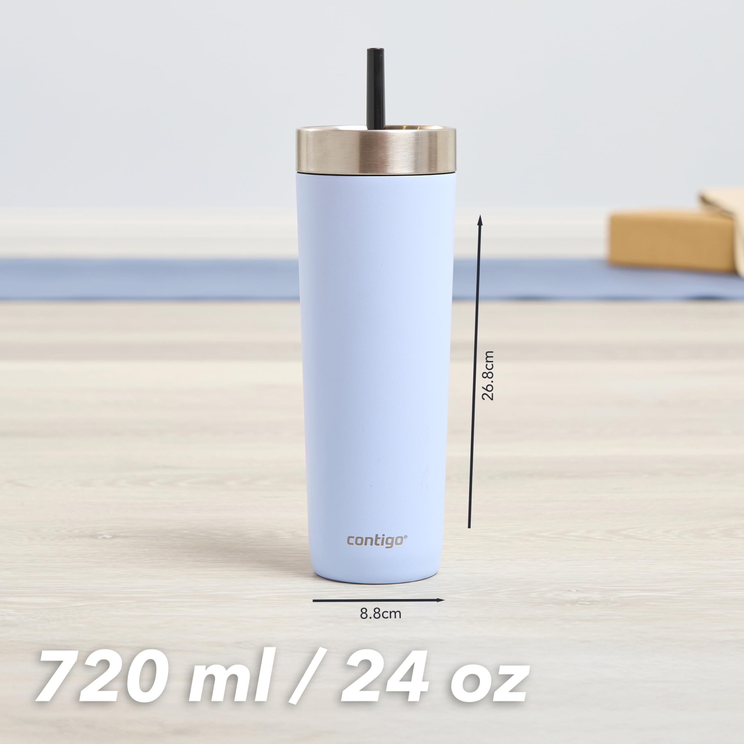 Contigo No-Spill Tumbler Vaso Térmico con Pajita | Frío 14h | 720 ml