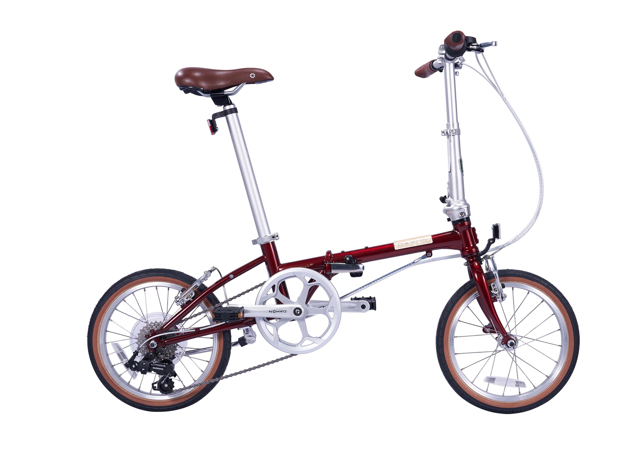 Dahon Boardwalk D7 Bicicleta Plegable para Adultos, Bicicleta de 16 Pulgadas con Cambio de 7 velocidades, Bicicleta Urbana Plegable para commuters y Viajes marrón