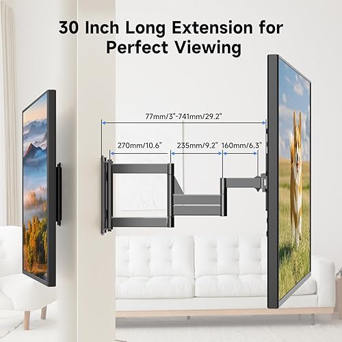 Miniatura 4 de Suptek Soporte de pared para TV de movimiento completo de 30 pulgadas de largo para televisores de 32 a 65 pulgadas, soporte de esquina articulado,