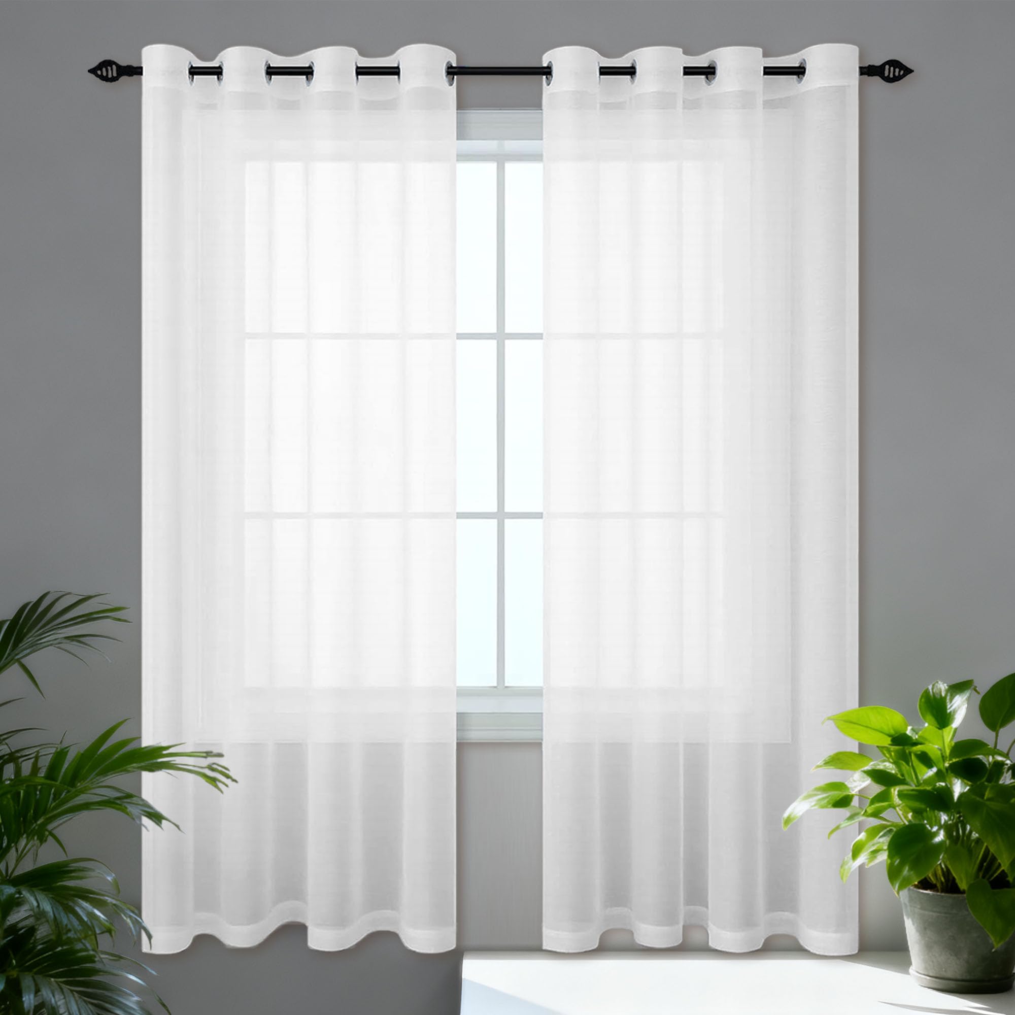 Rideaux voilages transparents lumineux blancs grand format pour la cuisine