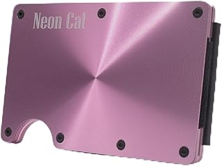 neon cat Aluminum RFID Blocking Card Wallet with Money Clip, Pink with Black Money Clip, Logo on Wallet-picture-23