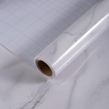 Marble Contact Paper 48x354 inch Marble Peel and Stick Wallpaper Waterproof Removable Self-Adhesive Vinyl Film for Bathroom Kitchen Countertop Cabinet Table Cover Furniture Decorative Roll