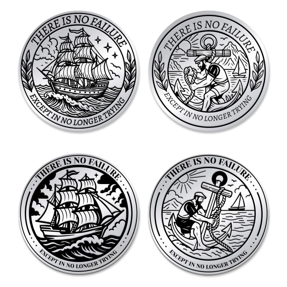 UNICRAFTALE 2Pcs 2 Styles Marine Anchor Coin Anchor Inspirational Challenge Coin Sailor'S Creed Challenge Coins Souvenir Nautical Incentive Awards for DIY Sailors Boaters Gifts — image 1