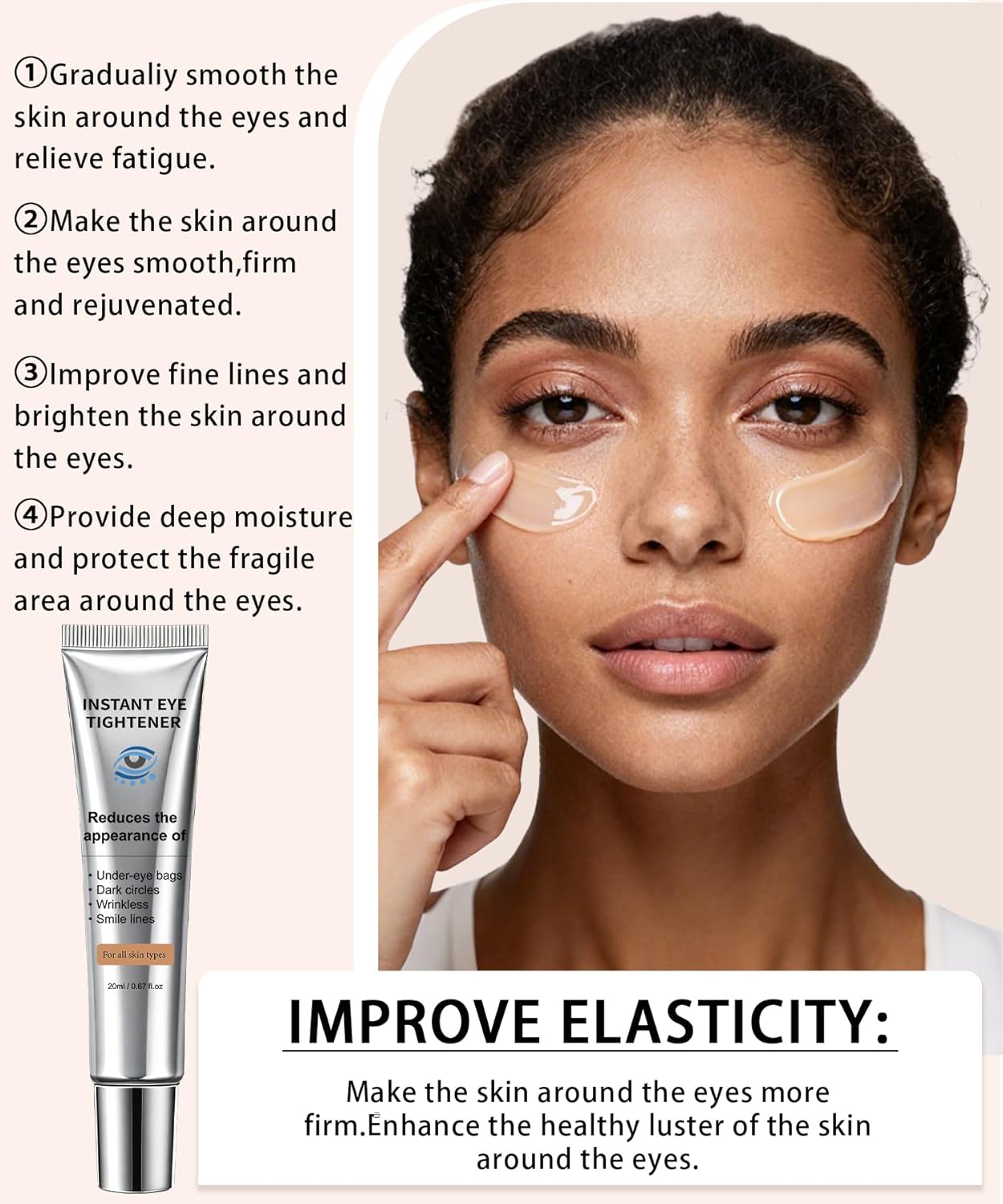 Temporary Eye Tightener, Instant Firm Cream, Reduces Bags, Puffiness, Smooths Wrinkles, Fine Lines – Anti-Aging Repair Serum Formula, Lifts & Smooths Under Eye & Face Area (Pack of 1) - Image 5