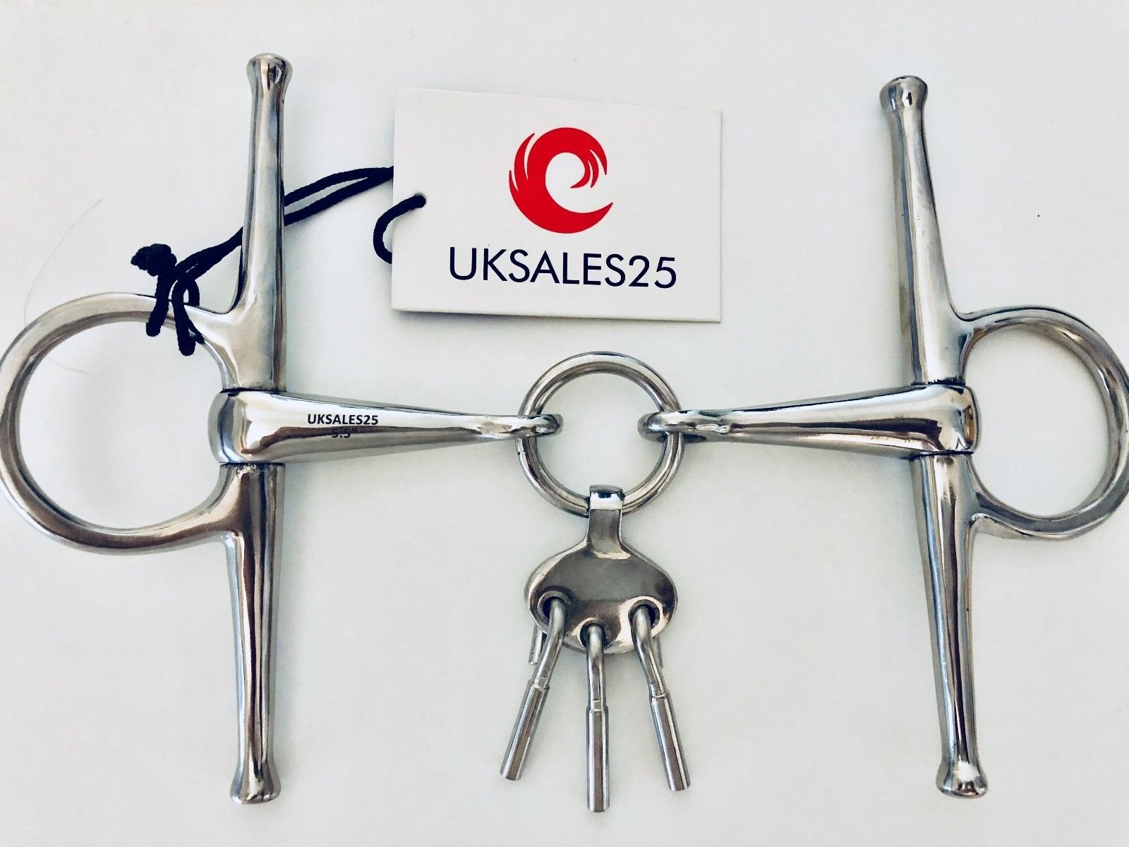 UKSALES25 Full Cheek Snaffle Bit With Keys/Players (Horse Bit) (6.5")