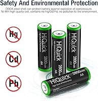 Vista 8 de HiQuick Cargador de batería inteligente de 8 bahías con batería 4AA y 4AAA + 8 pilas recargables AA