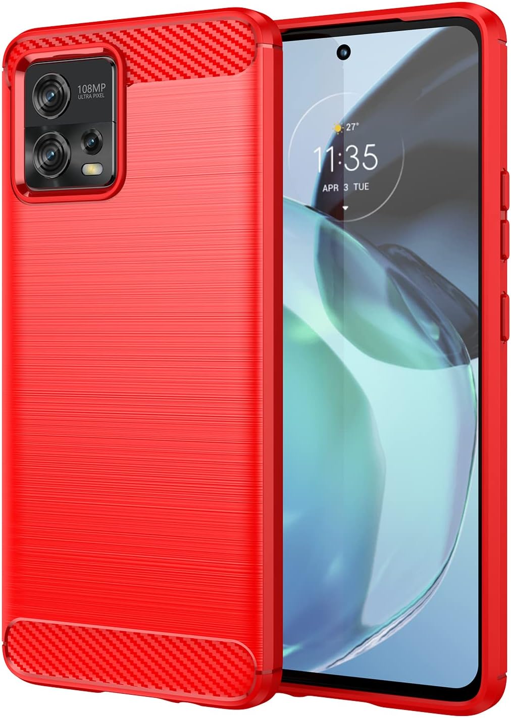 Folmecket Coque Motorola Moto G72, Fibre de Carbone Résistant aux