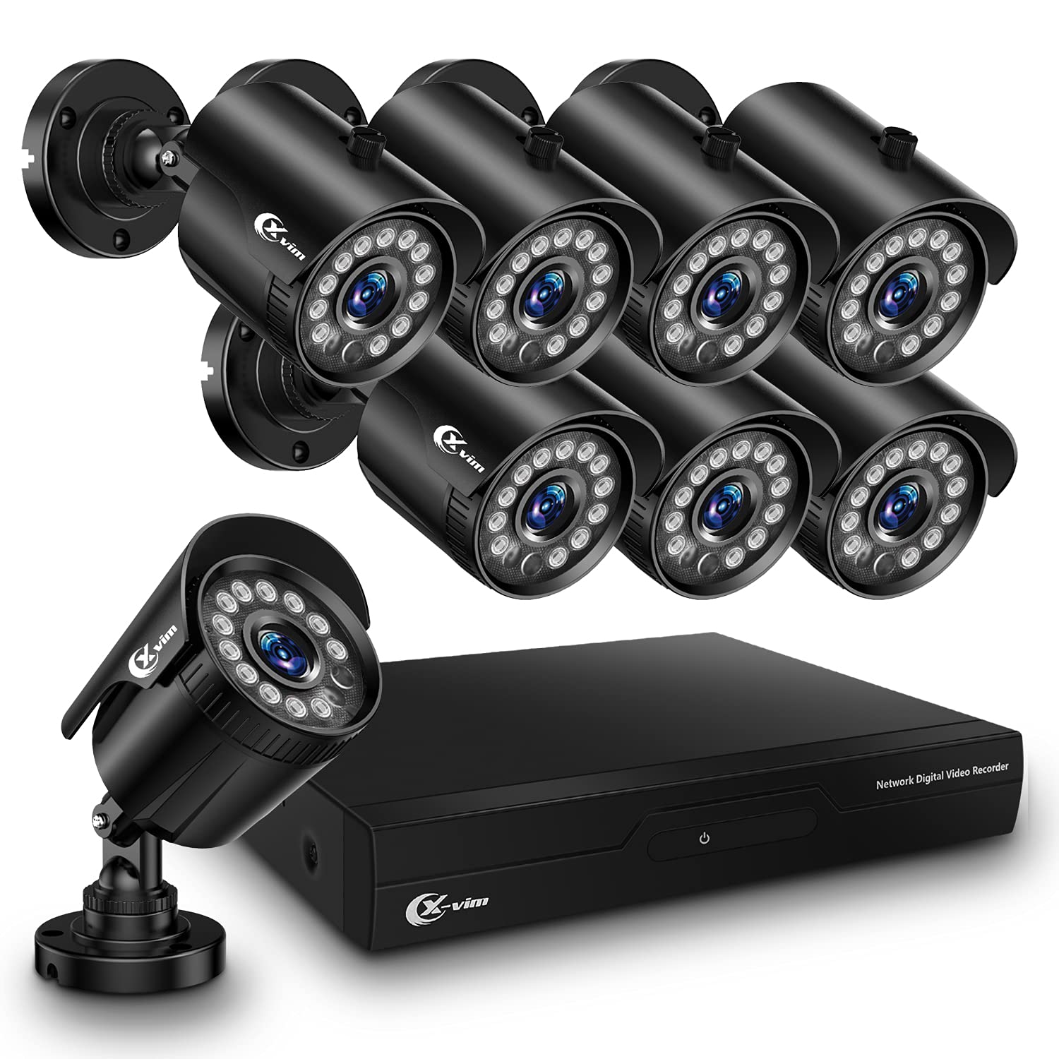 XVIM (No HDD) 1080P H.264 Home Wired Security Cameras System, 8CH 1080P HD DVR 8pcs 1080P 1920TVL Outdoor Indoor Waterproo...
