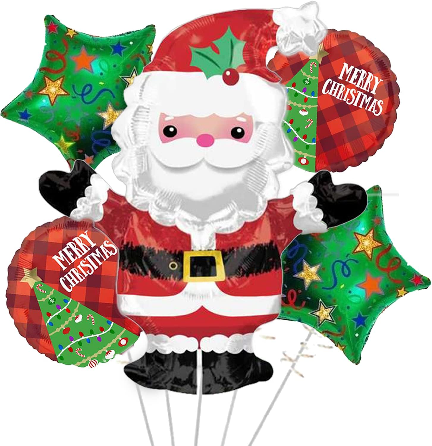 36'' ExtraLarge Christmas Santa Party Decoration, 18'' Red Green Foil Balloons Merry Xmas