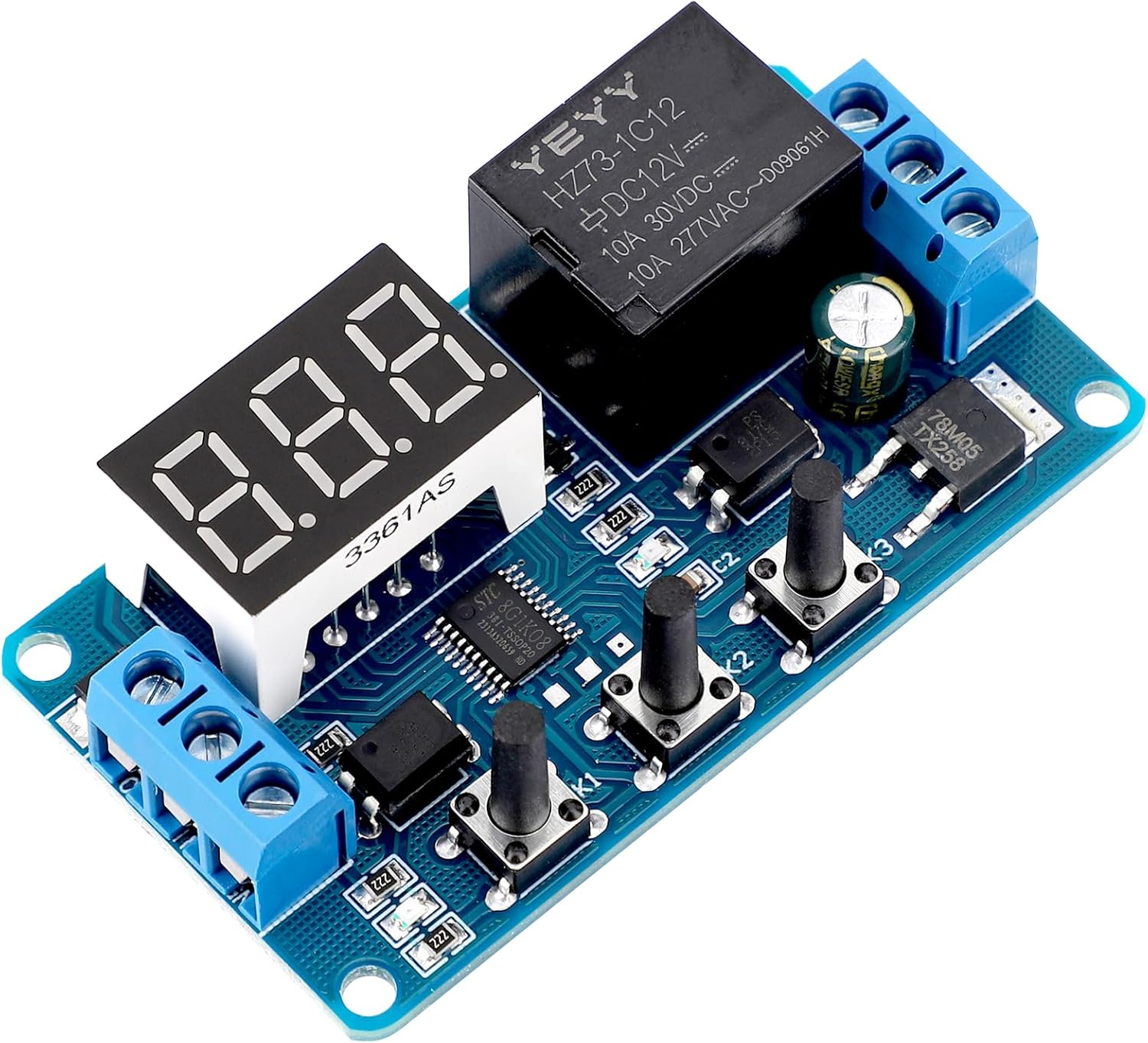 DROK 12V Timer Relay 2pcs, LED Display 4-Mode On-Off Automotive Time Delay Relay, Electric Delay Timer Switch 0.1s to 999min