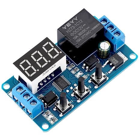 DROK 12V Timer Relay, LED Display 4-Mode On-Off Automotive Time Delay Relay, Electric Delay Timer Switch 0.1s to 999min